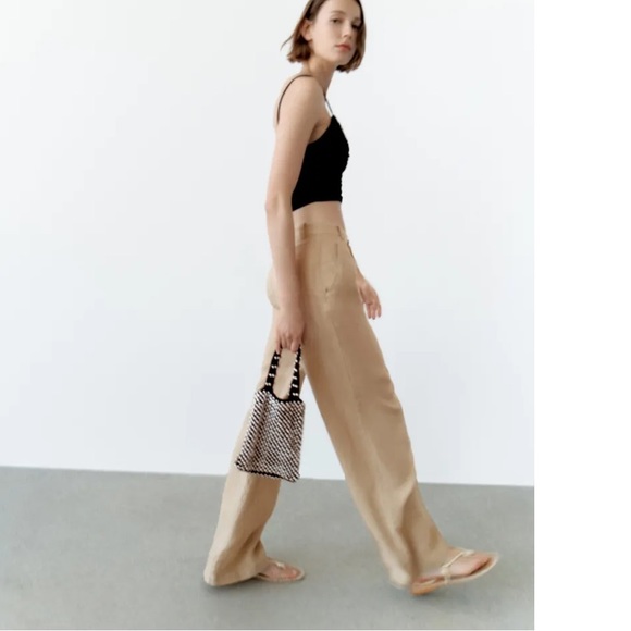 Zara beige wide leg trousers in size XL - Picture 3 of 12